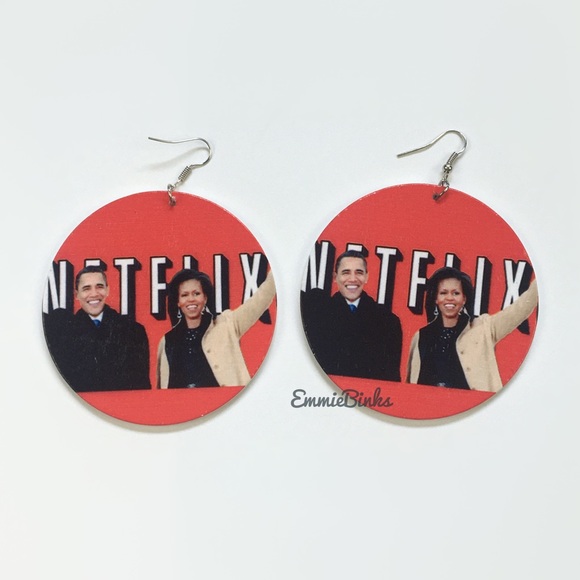 💥3for$28 New Obama Illustrated Photograph Drop Dangle Earrings - Picture 4 of 6